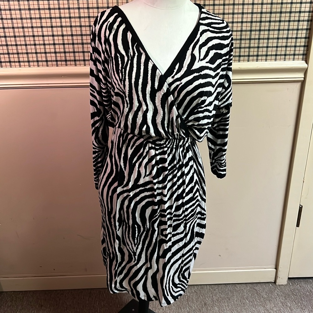 Karen Kane Zebra Print Midi Wrap Print Dress Size Small
